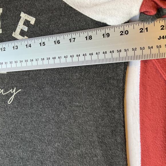 Maurices Women T-shirt size M Long Sleeve Screw Neck Game Day All Day Gray & Red - Picture 2 of 7